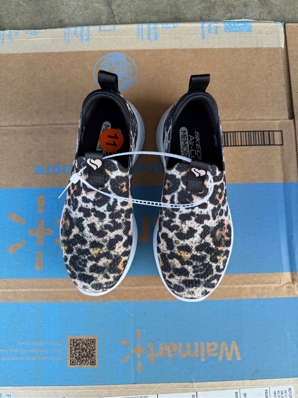 Skechers Kids Slip-On Leopard Print Sneakers - Black/Tan/White